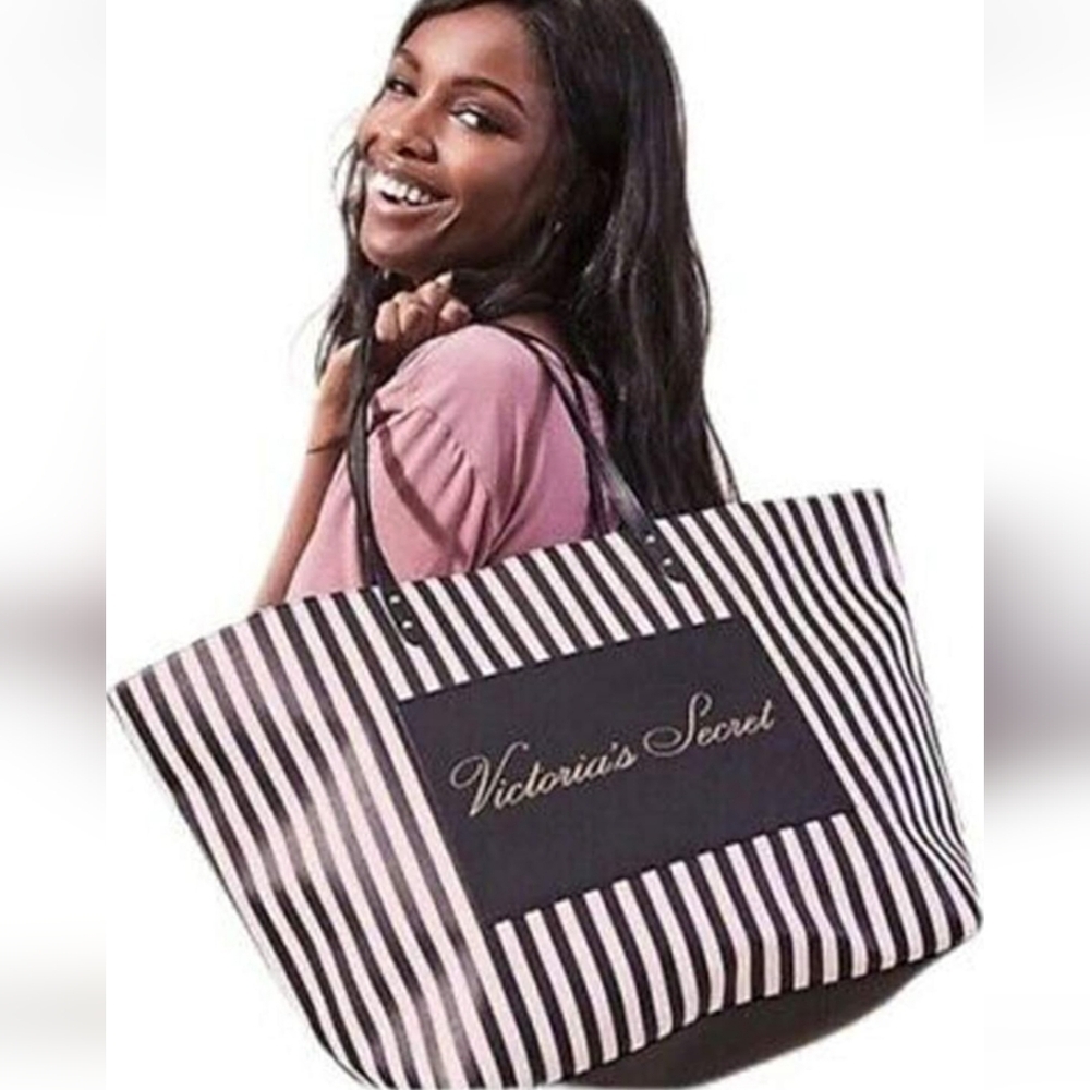 Victoria's Secret pink and black weekender tote EUC